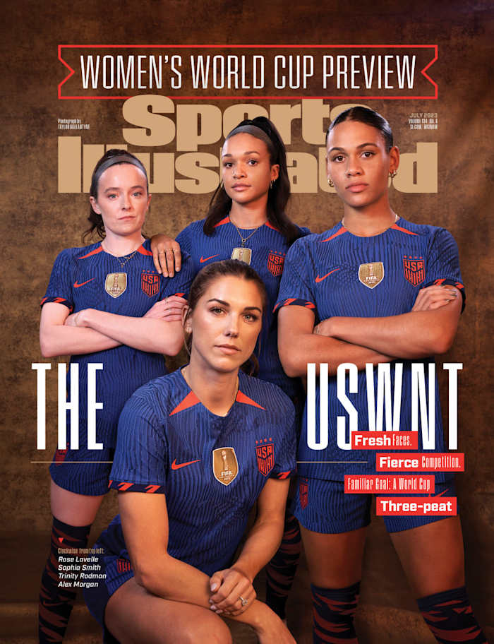 USWNT players Alex Morgan, Rose Lavelle, Sophia Smith and Trinity Rodman pose on the cover of Sports Illustrated.